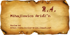 Mihajlovics Arián névjegykártya